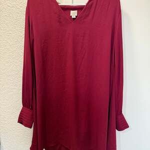 A New Day Deep Red Long Sleeve Dress